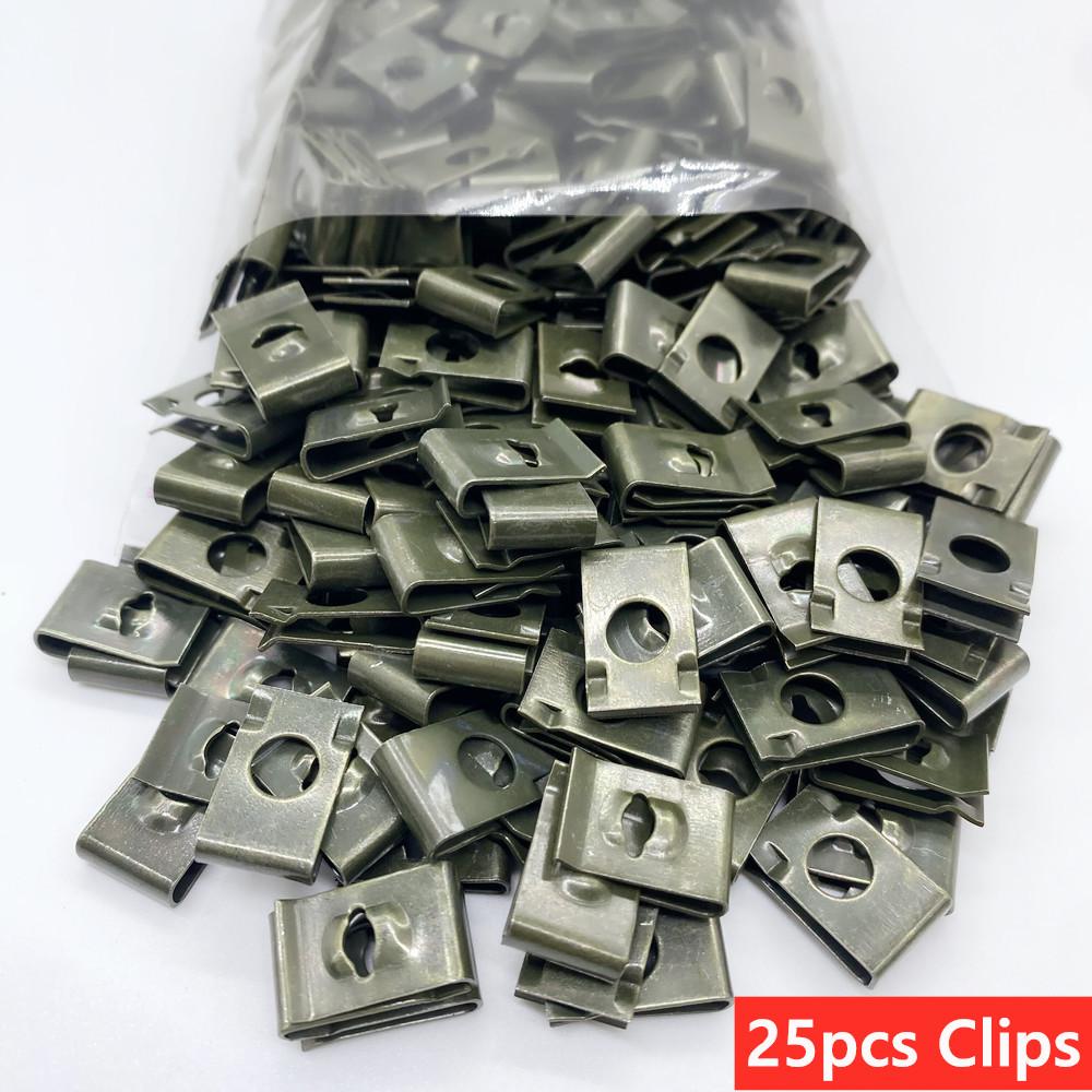 100pcs/20pc Mixed Car Metal Screw Tapping Fastener Clip U-Type Clip with Screw Anti-rust Protection Clip Screw Buckle Iron Sheet
