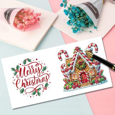 Ensemble de 6 cartes de vœux de peinture diamant à faire soi-même Motifs de Noël Strass Art Diamant Mosaïque Cartes Postales pour Fêtes et Célébrations