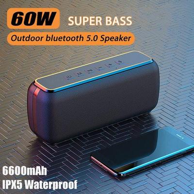 60W Subwoofer 6600mAh Přenosný TWS Bezdrátový Bluetooth reproduktor Hluboké basy Venkovní stereo IPx5Vodotěsné Reproduktory odolné proti vlhkosti Vojenská kvalita