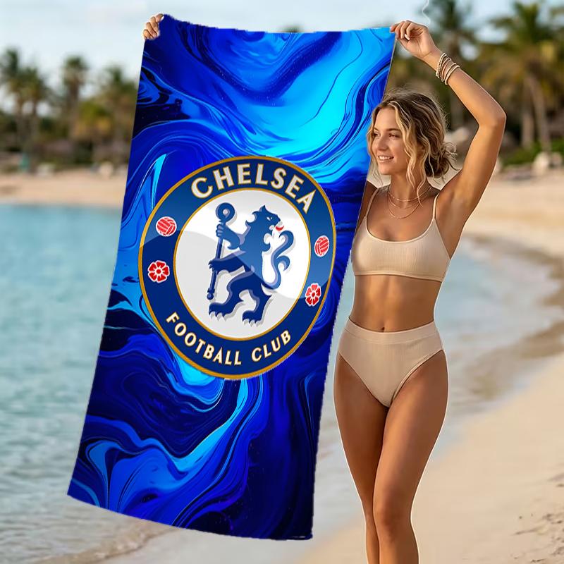 Beach Towel with Chelsea FC Logo Pattern - Soft,absorbent,machine Washable Lightweight&Modern,swimming,Travel Essentials