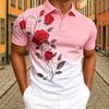 Polo Elegante da Uomo con Stampa Floreale Rosa T-shirt a Maniche Corte da Uomo per Esterno e Strada Top Estivo per la Casa Maglietta Casual Polo da Uomo e da Donna