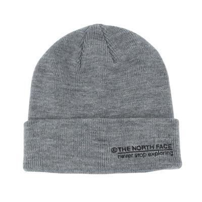 North Embroidered Barred Beanie Unisex Thermal Cold Protection Mixed Gray Free Size [The Face]