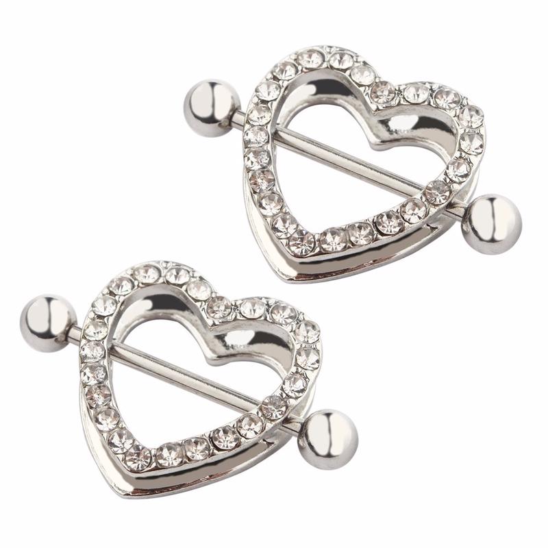 1 ST Strasshjärta Bröstvårtsringar Dam Kroppssmycken