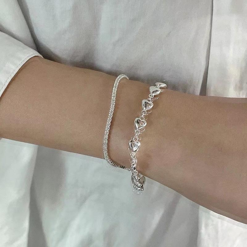 Sweet Heart Women's Double-Layer Hollow Heart & Bead Bracelet