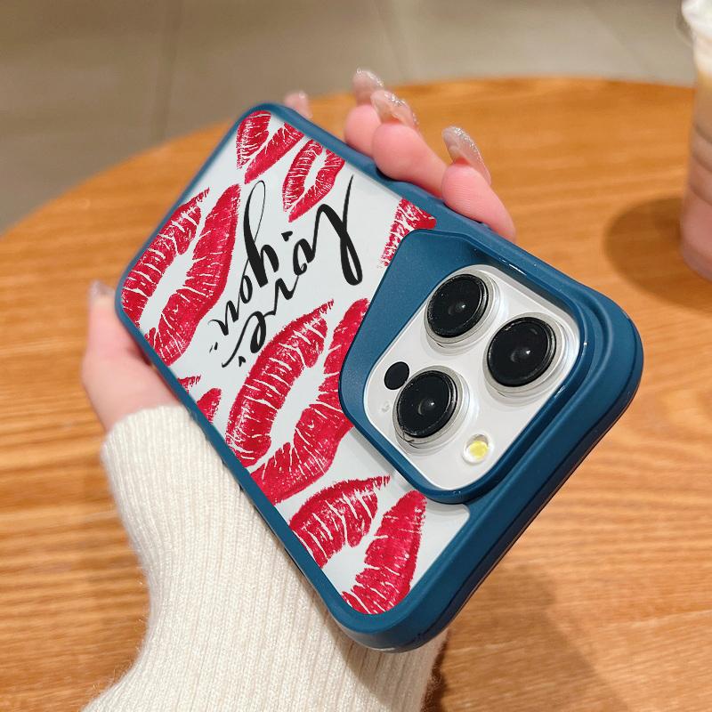 Wysokoprzezroczyste Akrylowe Etui Odporne na Wstrząsy dla iPhone 16 Plus 15 14 13 Pro Max Wzór Ust Do Pocałunku Jednokolorowe Miękkie Krawędzie Smukła Twarda Pokrowiec