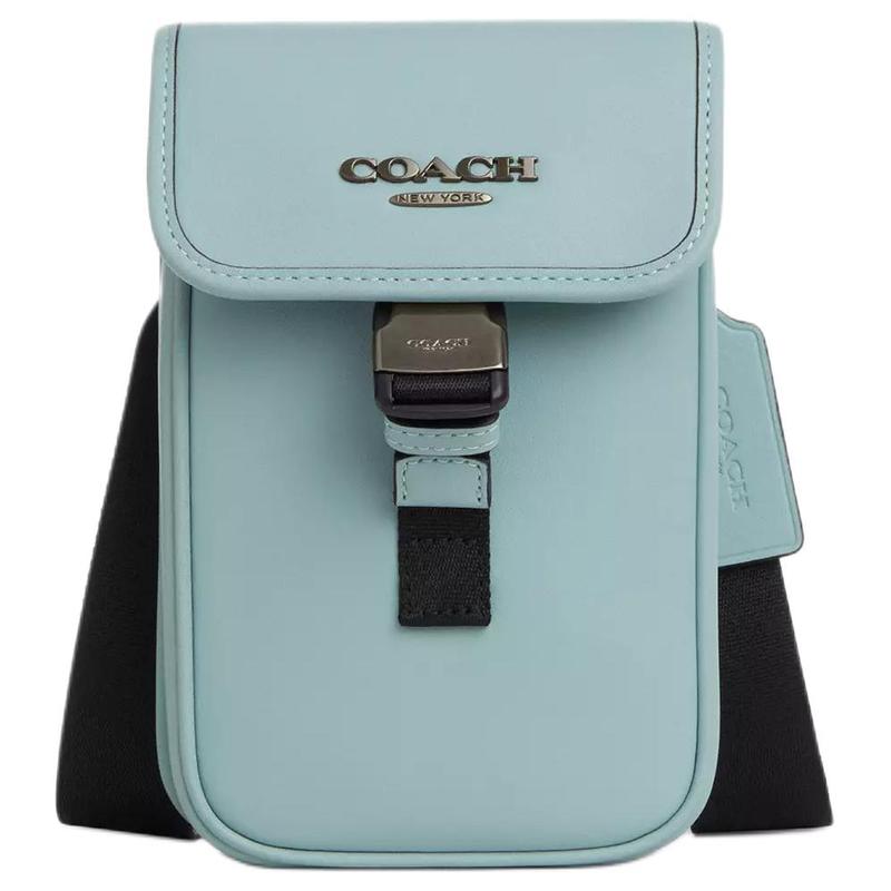 COACH RACER 11 Logo Smooth Calfskin Crossbody Bag Mini Men s Light Blue синий
