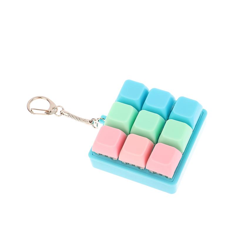 9 Taster Firkantede Tastaturtaster Nøkkelring Fidget Leke Fest Stresslindring DIY Tastaturtaster Leke Tastaturhetter Fingerknapp Fidget