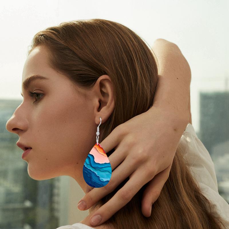 Abstrakte Kunst PU Leder Ohrringe, Mode Ohrringe, Y2K Stil Exquisite Ohrringe, Weihnachtsgeschenke für Freunde, Elegante Ohrringe, Party-Ohrringe