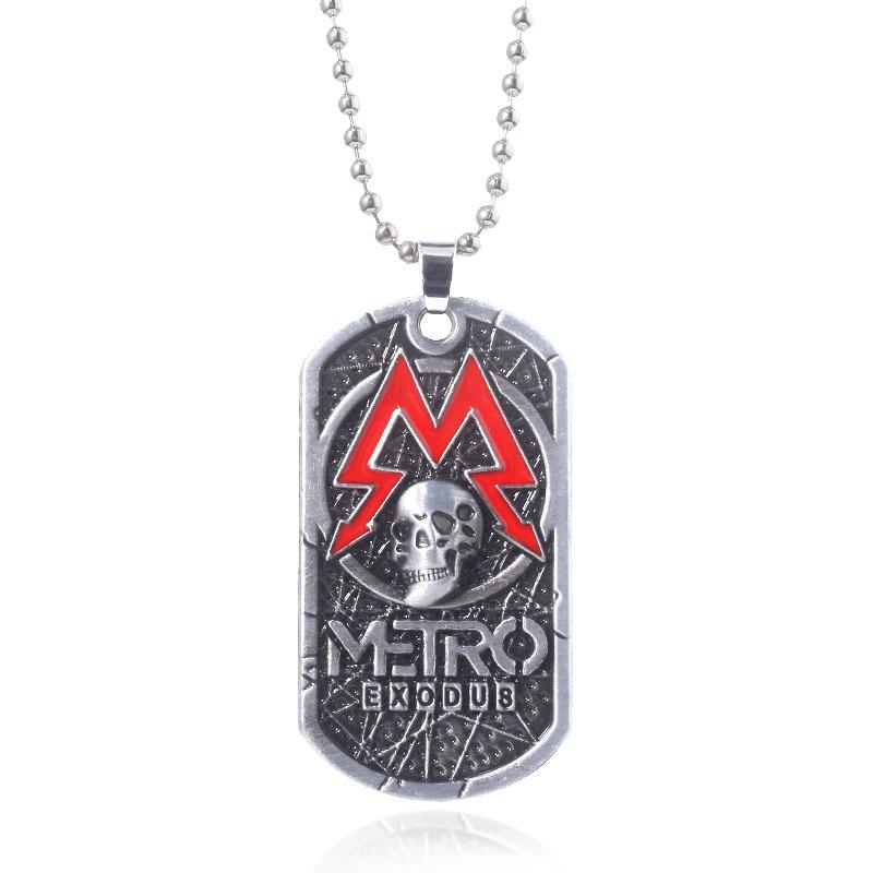 Spiel Metro Exodus 2033 Schlüsselanhänger Kreativität Hundemarke Totenkopf Metall Anhänger Halskette Für Männer Frauen Schmuck Zubehör Anhänger Geschenke gray