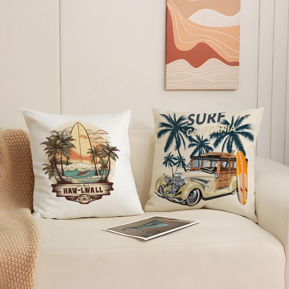 American Classic Beach Style Cushion Cover Silky Elegant Comfort Sofa Bed Invisible Zipper Beach Pillowcase
