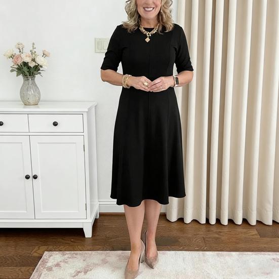 Church Dress for Women Short Sleeve A Line Teacher Work Dress Casual Knee Length