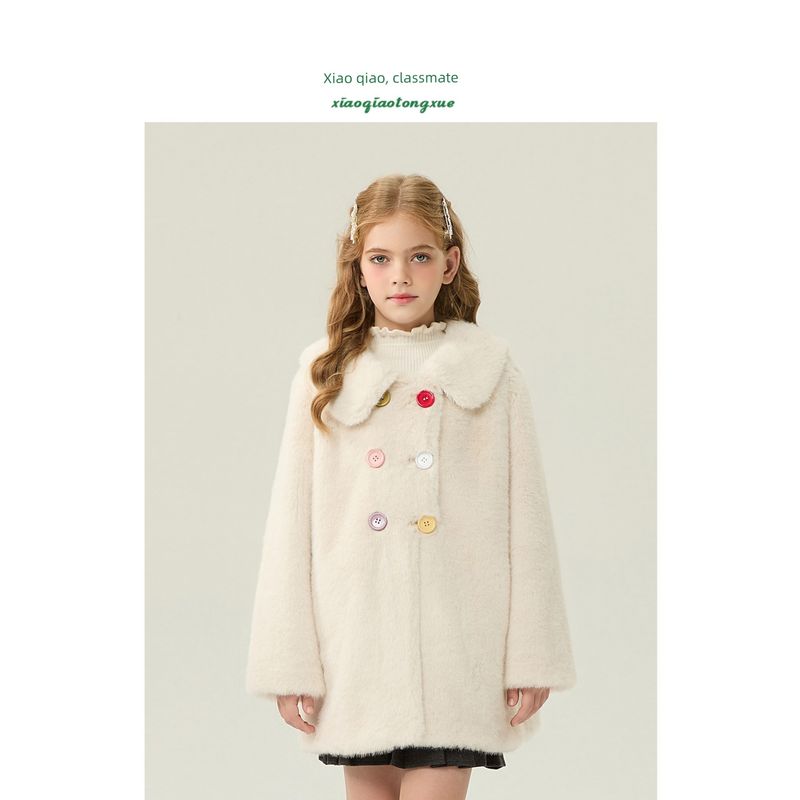Children's Fur Coat 2025 Autumn and Winter New Style Girls' Imitation Mink Fur Coat for Little Girls Mid-Length Korean Style