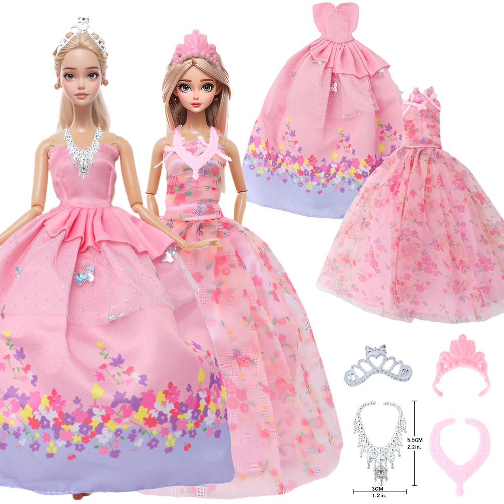 Pink Series Doll Clothes for 30cm Doll Princess Dress Outfits Shoes Necklace Bags Kids Accssories Toy Christmas Birthday Gift