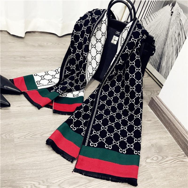Hot-selling letter imitation cashmere scarf for women, thickened warm double-sided shawl in autumn and winter, versatile scarf