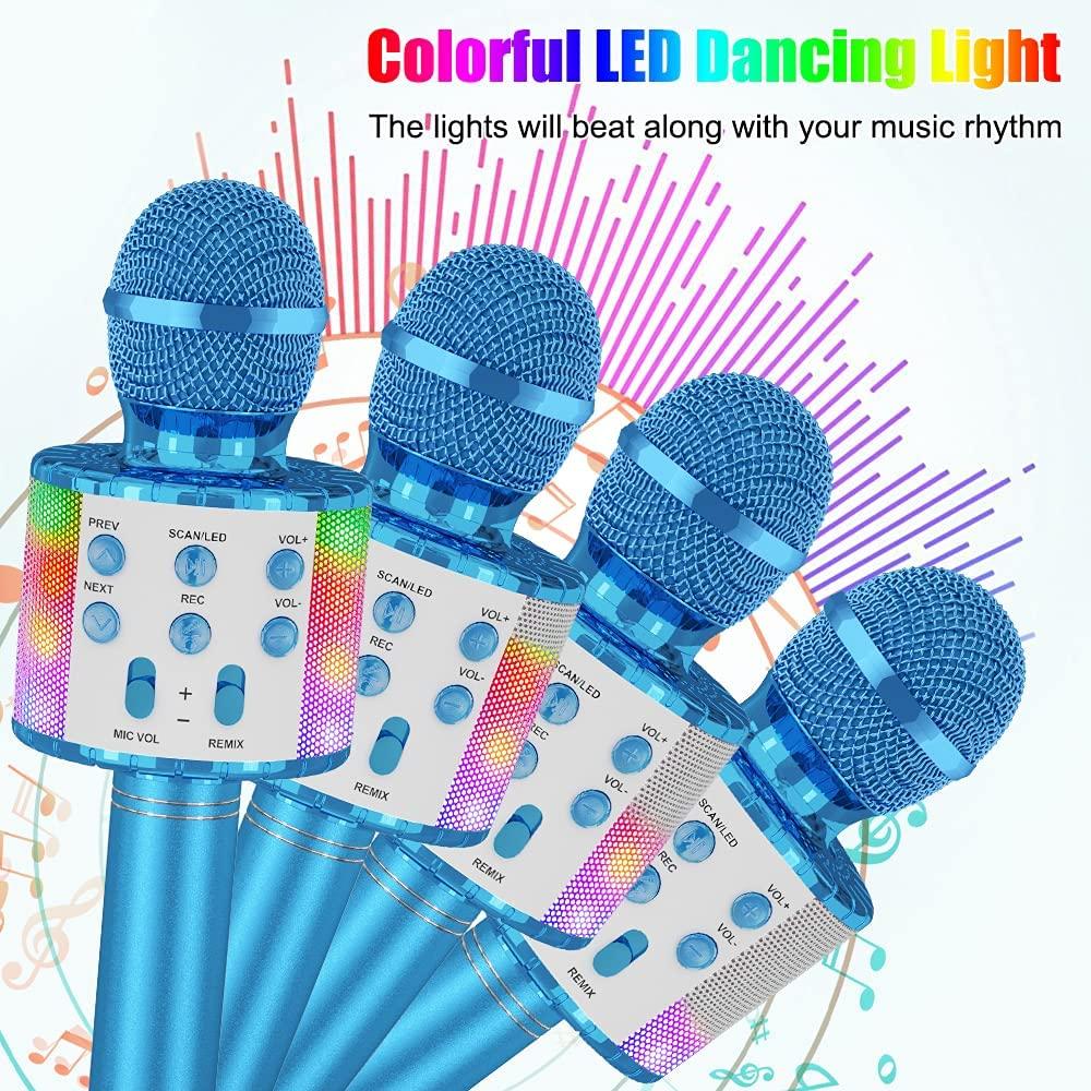 Bezdrôtový karaoke mikrofón, Detský karaoke mikrofón s LED tancujúcim svetlom, Bluetooth mikrofón pre deti dievčatá chlapcov na párty spievanie