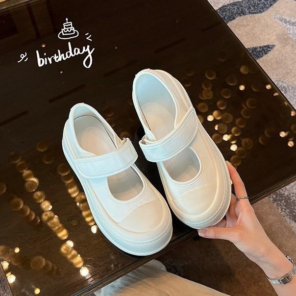 [Soft Sheepskin] Summer Shoes Platform Casual Mary Jane Shoes Women's 2025 Summer New Velcro Little White Shoes
