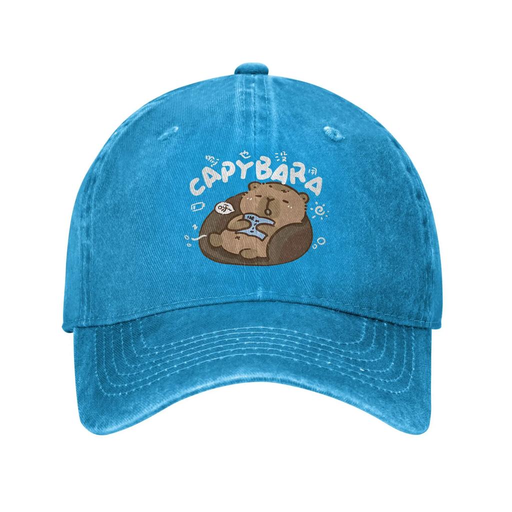Funny Capybara Cartoon Print Cotton Baseball Cap Casual Unisex Adjustable Summer Breathable Hat
