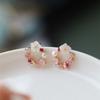Y2k Pink Crystal Flower Pearl Butterfly Ear Studs Summer New Arrival Korean Fashion Luxury Hoop Earrings For Women Jewelry Gift