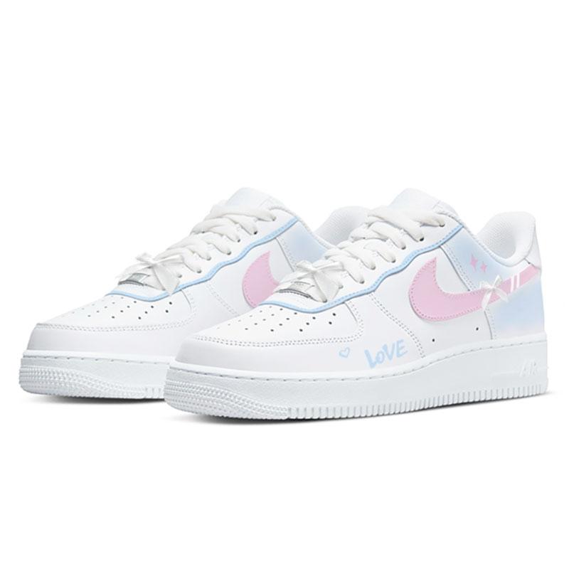 Nike Air Force 1 Sweet Star Fallen Blue Abrasion Resistant Low top Skateboard Shoes Women's Blue Pink DD8959-100(Team1267-)