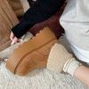 Retro platform snow boots women's winter 2025 new versatile heightening piled thickened big head bread cotton shoes