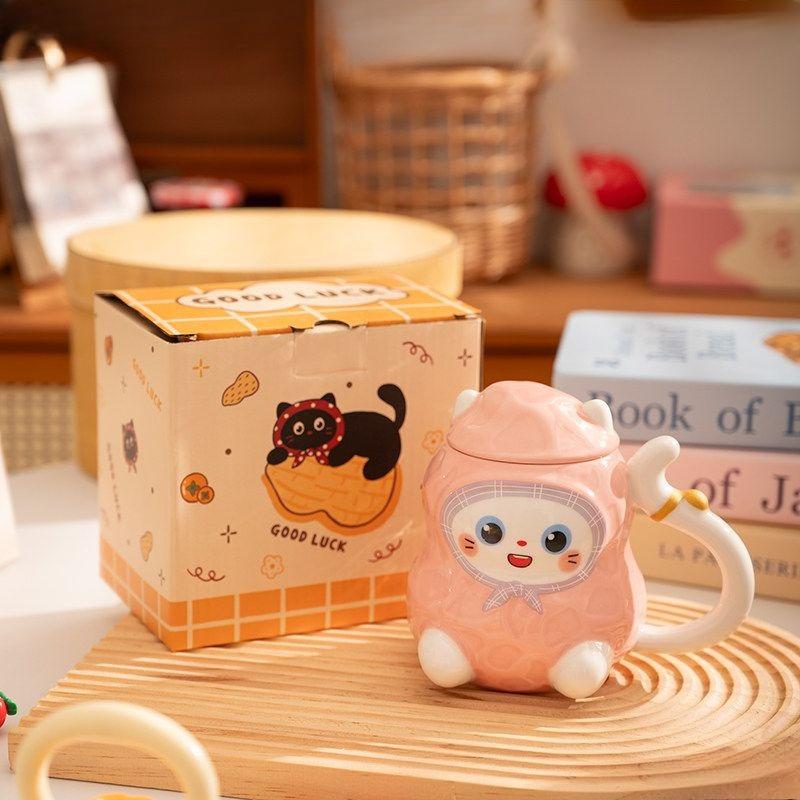 

Cute Feet Peanut Footed Cat Ceramic Mug Girls Office Coffee Milk Cup Home Breakfast Cups Birthday Gift Drinkware 301-400ml