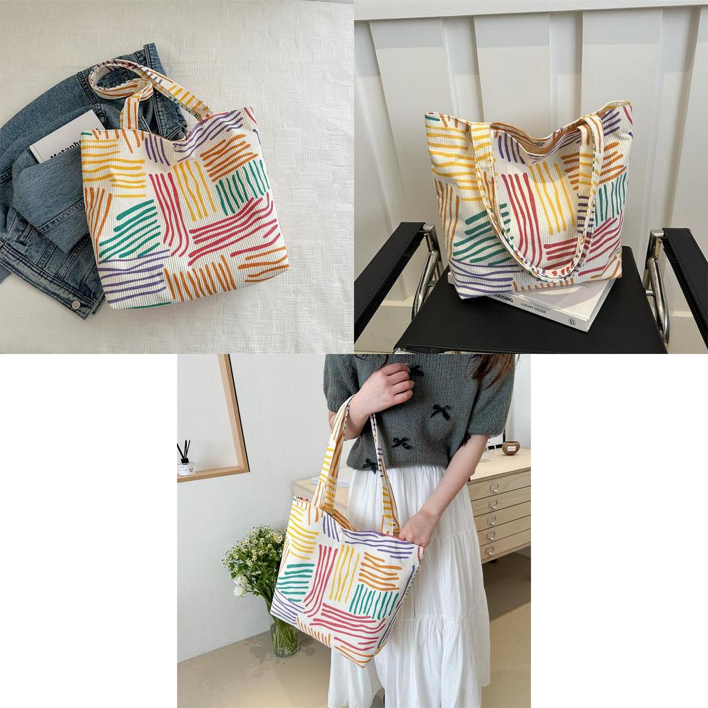 Colorful Canvas Tote Bag 2024 Spring New Trend Street Style Shoulder Bag