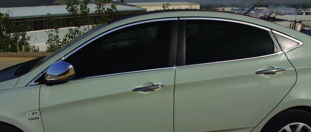

Full glass trim kit (14 pcs, stainless steel) for Hyundai Accent 2011-2017