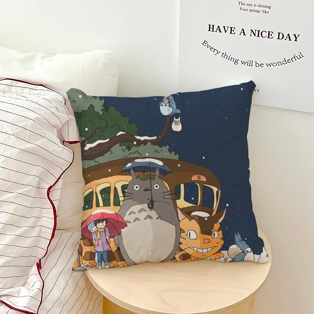 Klassisch Kawaii Niedlicher Kissenbezug Sofa Wohnzimmer Schlafzimmer Kopfteil Rückenlehne Kissen Quadratisches Kissen T-Totoroes Nickerchenzeit