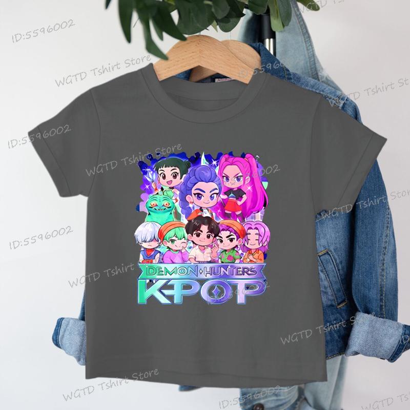 Soft Cotton Baby Girls Boys T Shirt KPop Demon Hunters Cartoon Cool Kids Tee Harajuku Toddler Girl Clothes Cotton Summer Tops