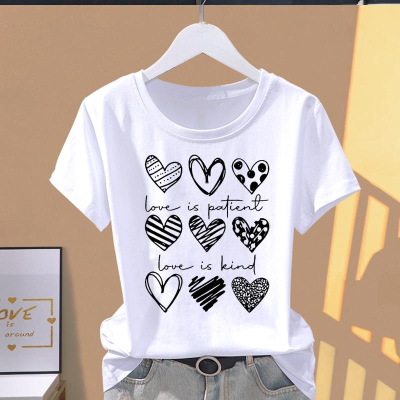 (Asian Size)  Print Casual sweet love trend style Women's Top Short Sleeve T-shirts Fashion Female T Clothing  Graphic Tee