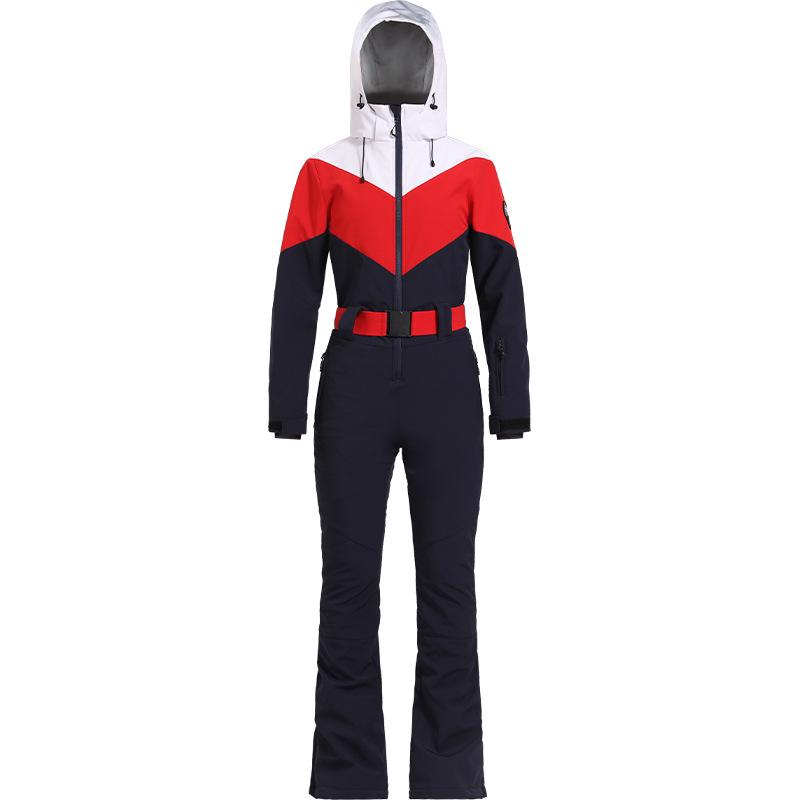 

Women s Slim Fit Hooded Ski Suit Set: Windproof, Waterproof, Flattering Waist, with Pants. L темно-синий