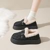 Large Size Women's Shoes Snow Cotton Shoes Winter Thick-soled Piled and Thickened Fluffy Shoes One Pedal Piled Boken Doudou Shoes