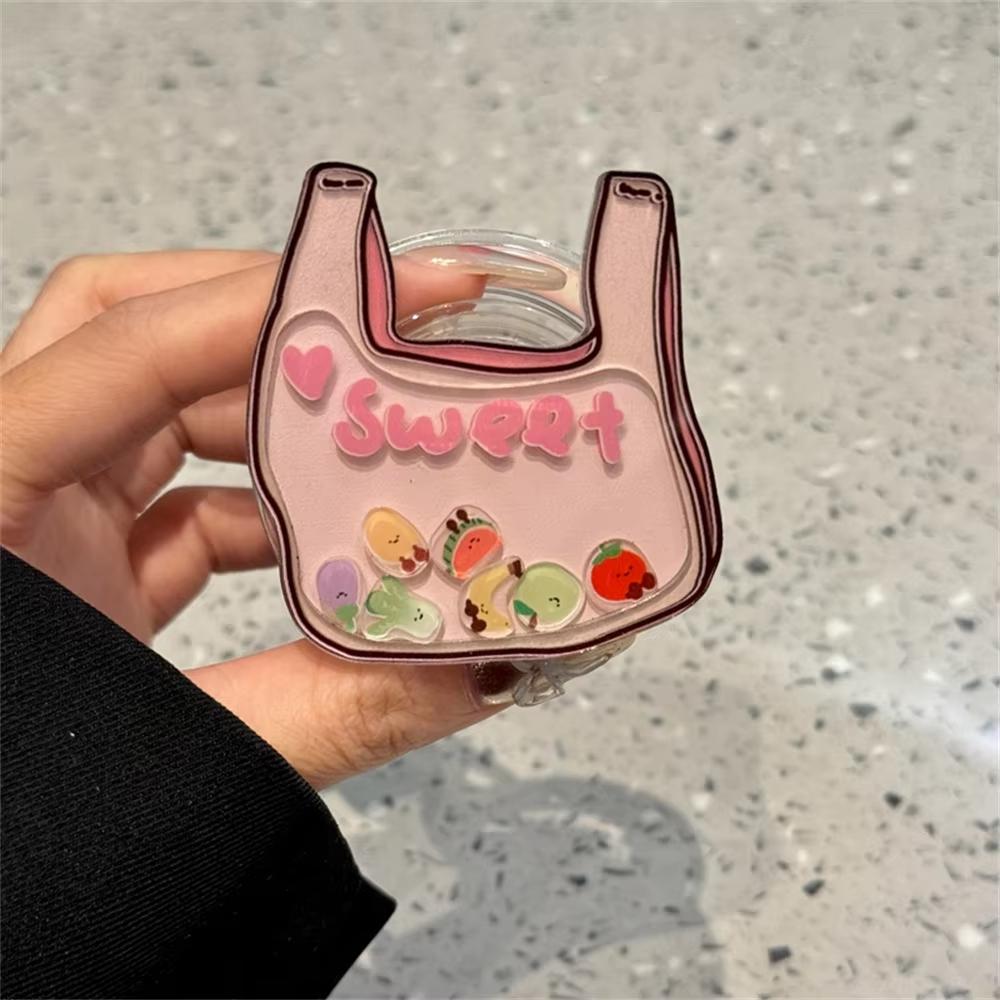 

Sweet Cute Pink Bag Fruit Shake Rock For Magsafe Griptok Holder Phone Stand Support For iPhone 16 Pro Samsung Girl Gift Holder