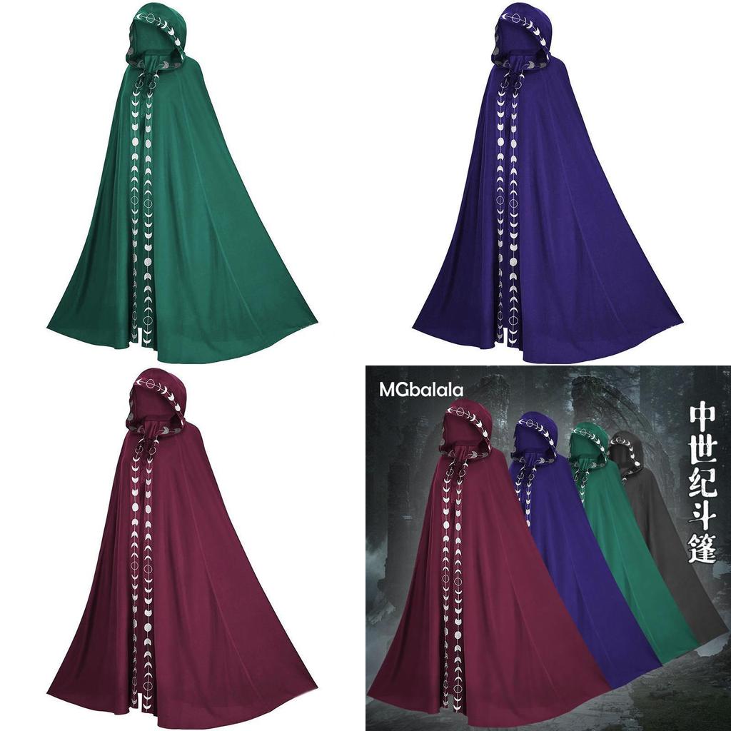 Cosplay Renaissance Kapuzenumhang Mittelalterlicher Stil 5 Farben Halloween Kostüm Film- und Fernsehen Cosplay Outfit