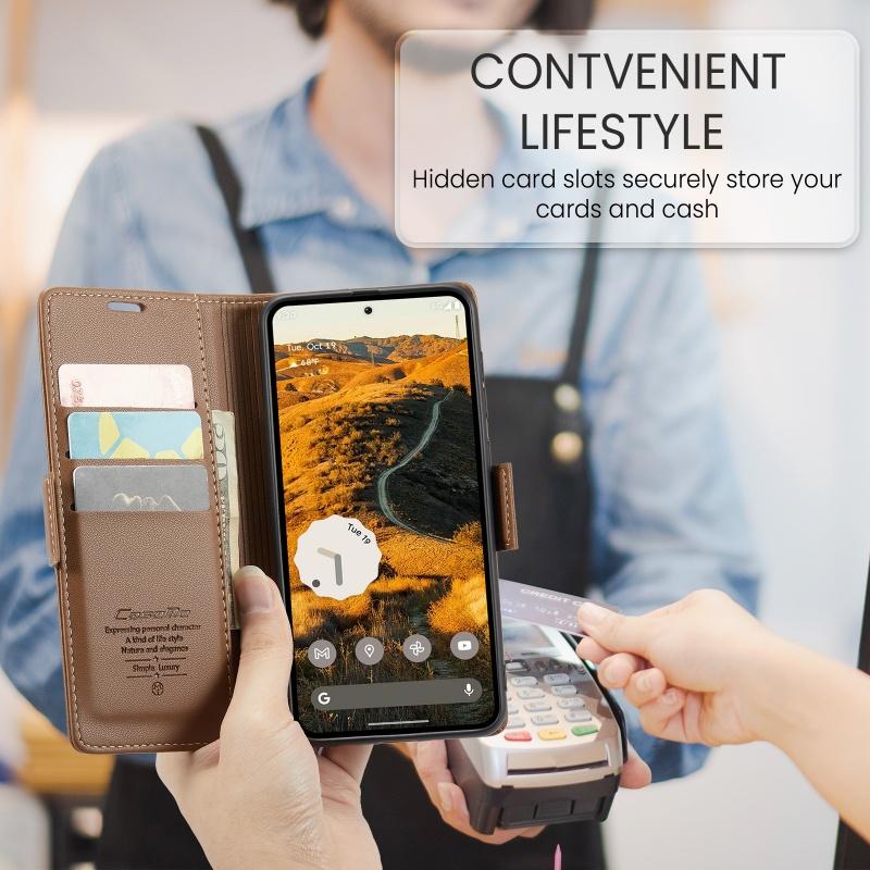 CaseMe PU Leather Magnetic Business Phone Case For Google Pixel 10 Pro XL 9 9a 8 Pro 7A Wallet Flip Case For Google Pixel10Pro