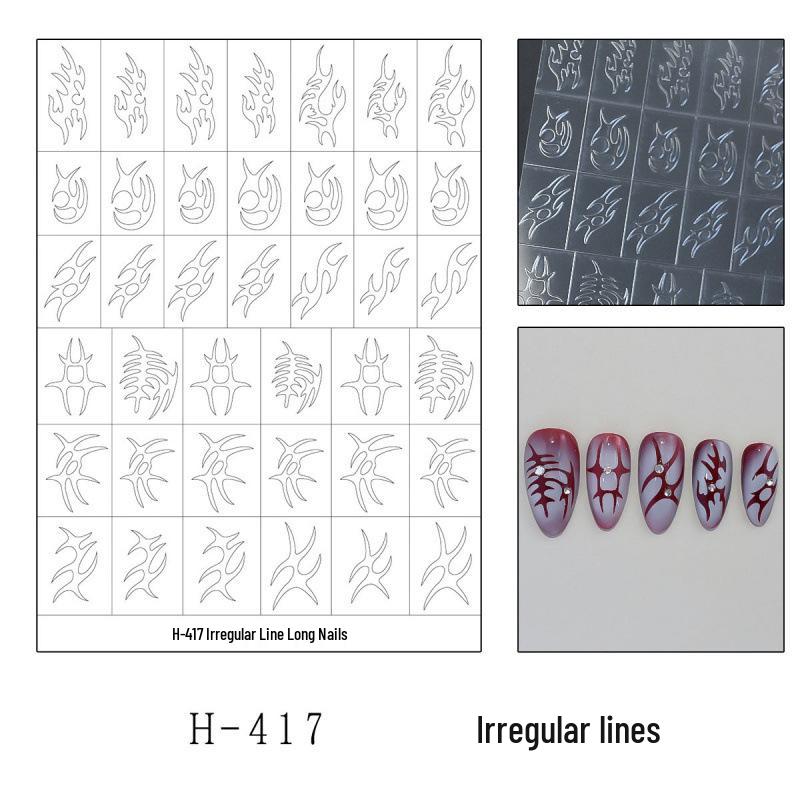 Irregular Transparent Nail Stickers with Cutout, Starburst & Cross Design for Long and Short Nails