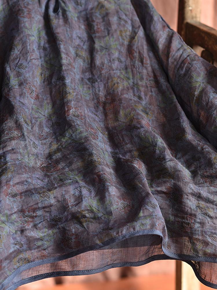 Johnature Women Vintage Print Floral Shirts Stand Chinese Style Tops Spring Ramie High Quality Women Blouses