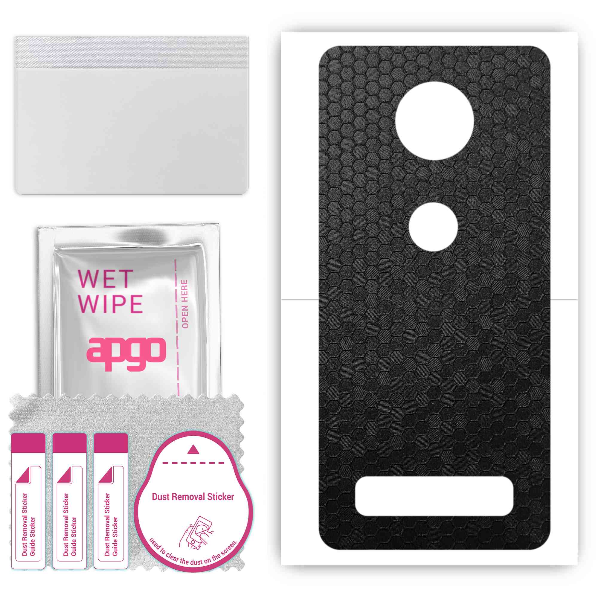 

apgo Protective Skin Sticker for the back compatible with Motorola Moto Z4, Wrap Film, Foil, Vinyl - Pattern Black Honeycomb