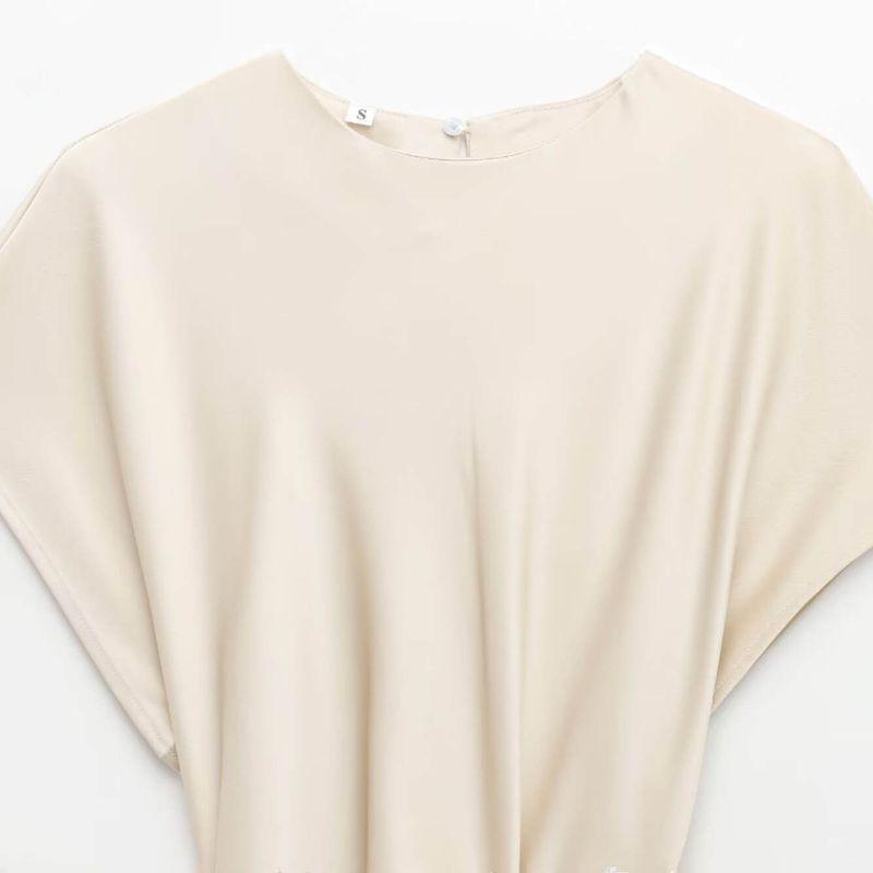 Kaslead New Arrival Women's Clothing Fashion Style Fashion Minimalist Silm Bow Tie Silk Satin Texture Dress