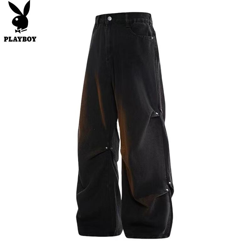 PLAYBOY Men's Loose Straight Wide-Leg Jeans