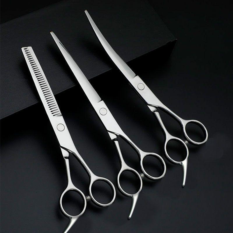 Pet Grooming Scissors: Straight & Curved for Dog Hair and Teddy Bear Trimming