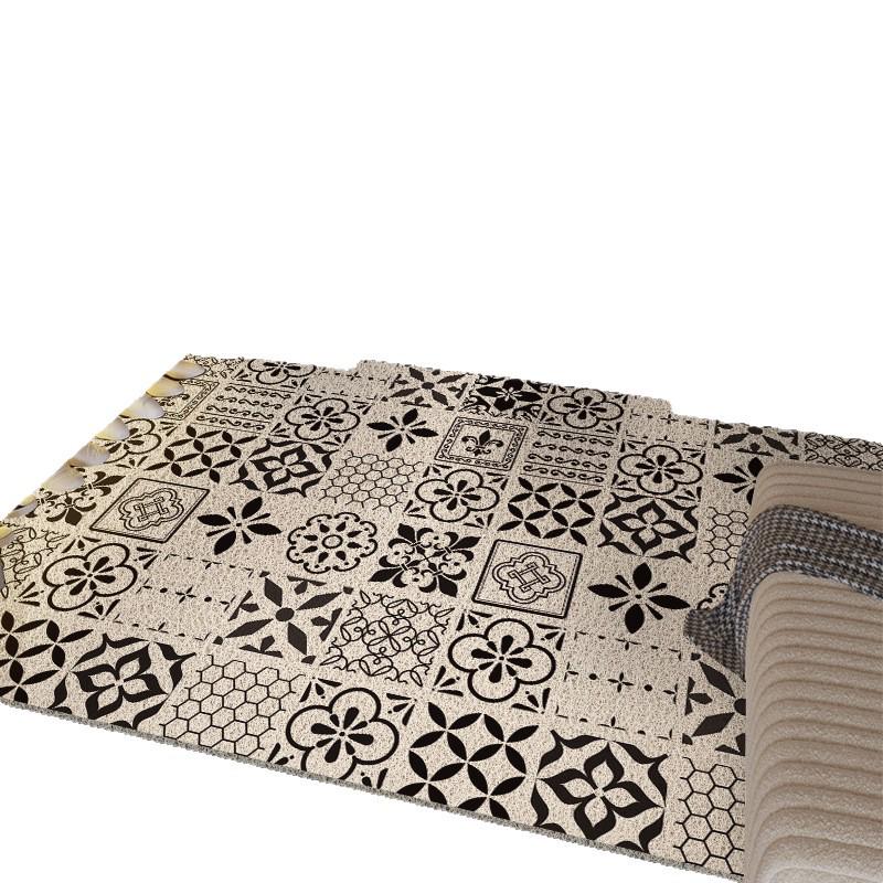 Geometric Entry Door Mat Silk Coil, Non-Slip, Wear-Resistant, Easy To Clean & Cut To Size