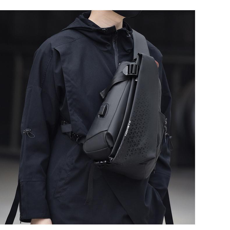 Men's USB Charging Chest Bag Badminton Racket Backpack Waterproof Chest Pack Sports Backpack