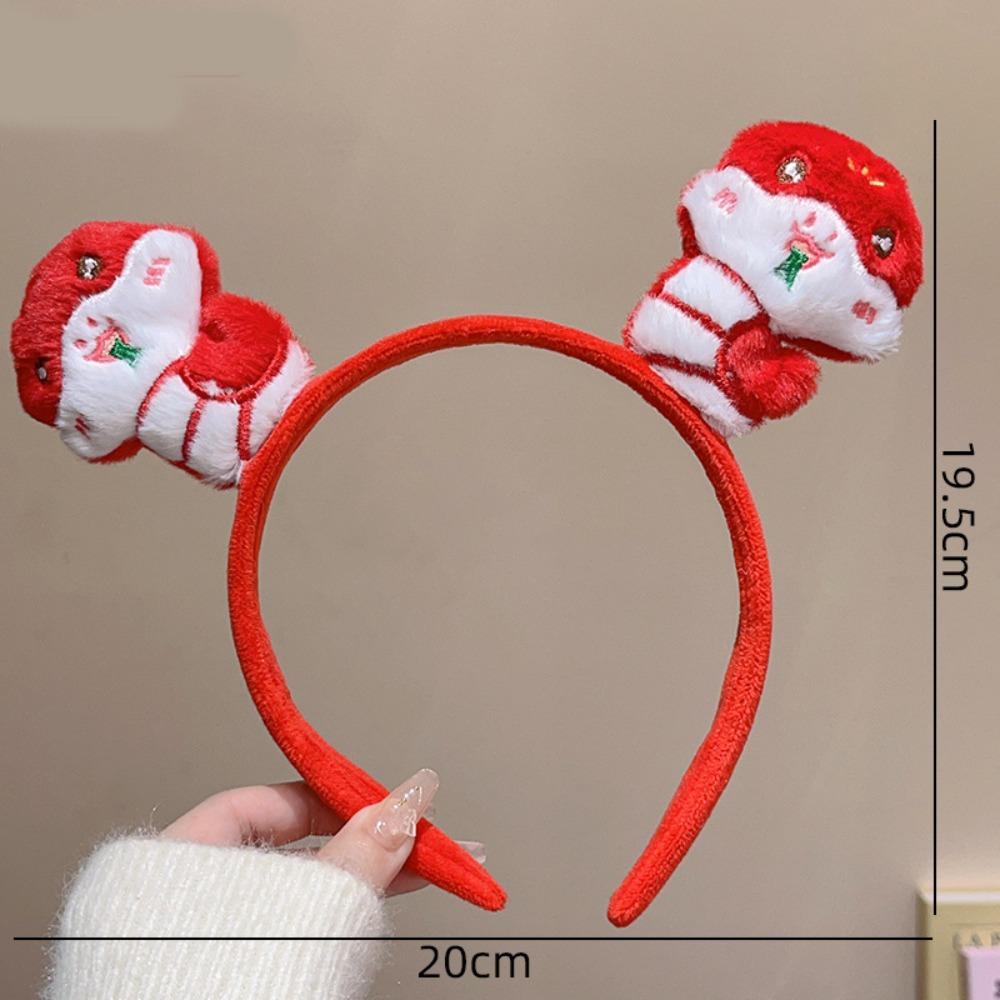 Hairpin New Year Pendant Red Hairband Plush Snake Year Headband Cute New Year Headdress  Prom Props