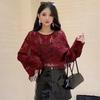 Dimanaf 2024 New Women Bat Vest T-Shirt Knitted Basic Fashion Tops Lace Tees Casual Loose Green Tees