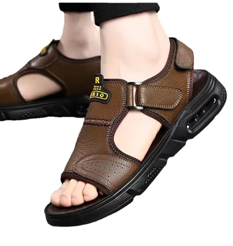 Fashion2024 Summer New Men's Leather Casual Sandals Sports Driving Outside Beach Shoes for Men Fashion Zapatos Hombre Male Sandals