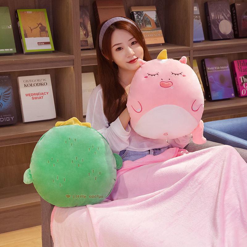 Fruit Animal 3-in-1 Pillow Blanket: Dual-Use Nap Pillow, Car Cushion, and Air Conditioning Blanket