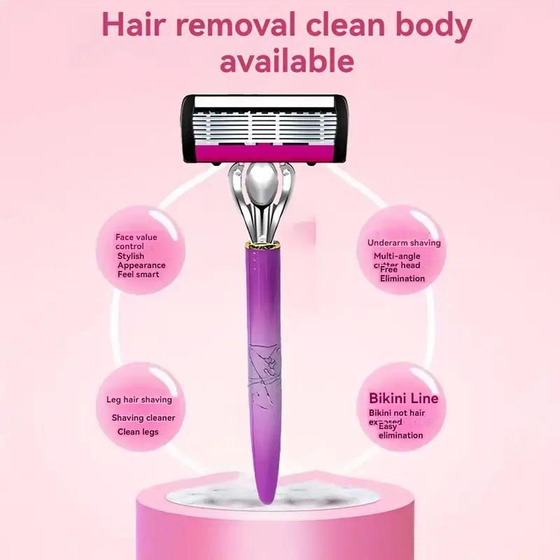 Six-Layer Razor Blade Shaver with Metal Holder for Hair Removal