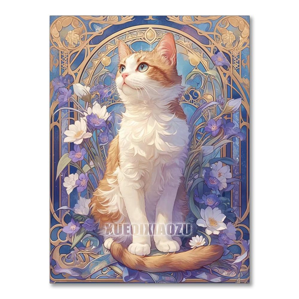 5D DIY Diamond Painting Embroidery Animal Cat Full Round Mosaic Flower Complete Kit Art Wall Decoration Handmade Gift