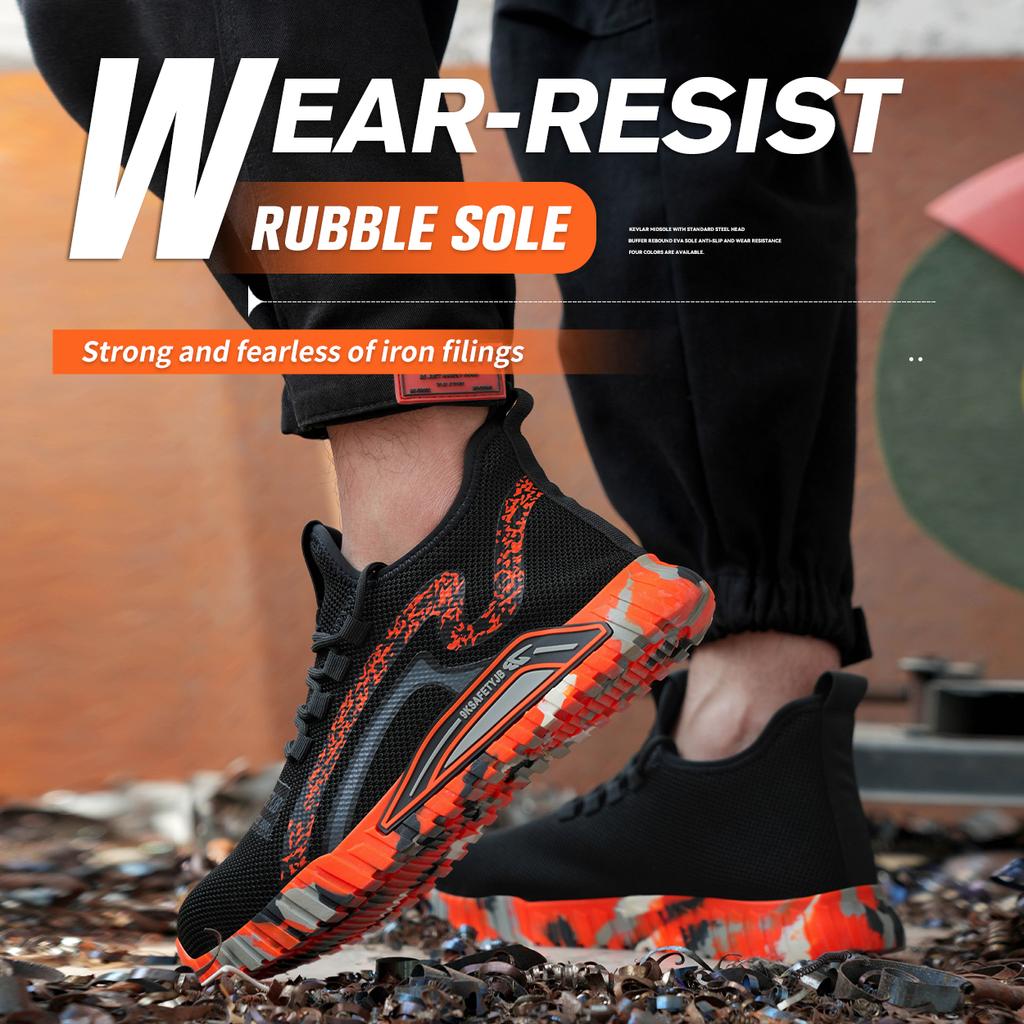 Fashion Lightweight Steel Toe Safety Shoes Men Anti-puncture Work Shoes Men Breathable Industrial Shoes Indestructible Work Safety Boots